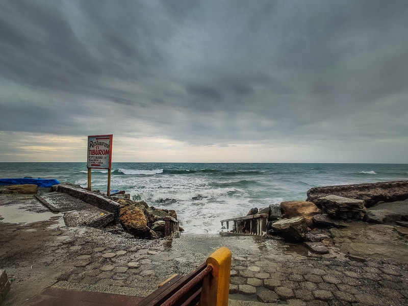 Rocky beach side in the town