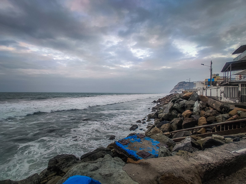 Rocky beach side in the town