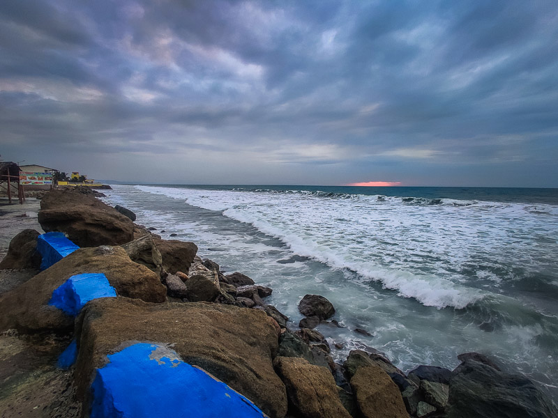 Rocky beach side in the town