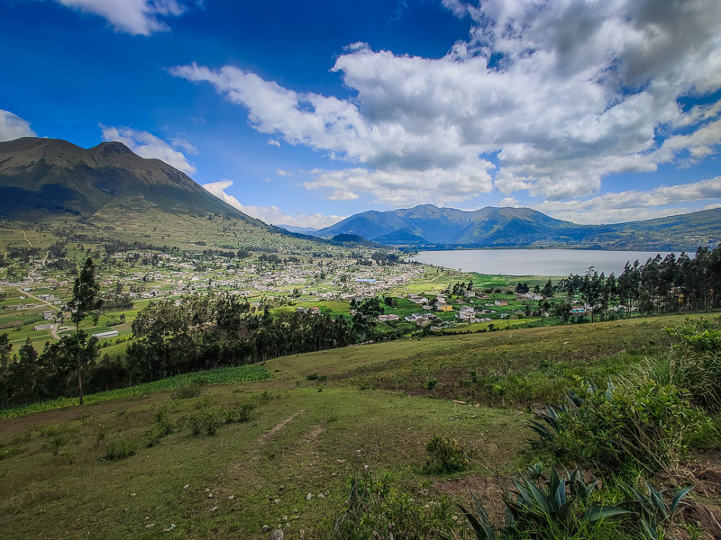 View of the volcano and Lake San Pablo