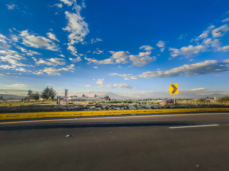 Volcano and mountain landscape on the highway