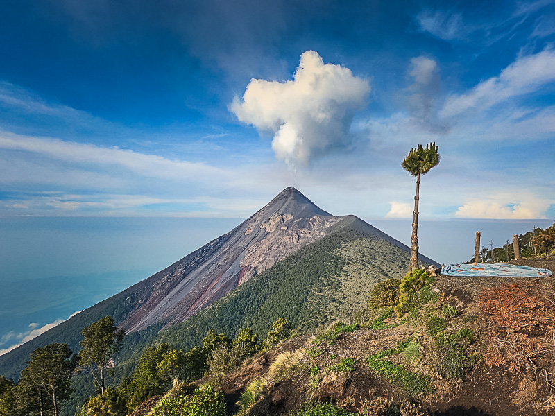 View of the Volcan Fuego on the way down