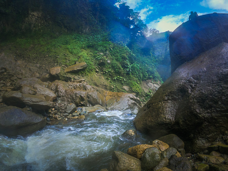 The river at the base of the waterfall