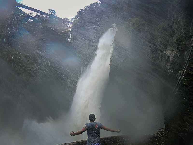 Facing the force of the waterfall