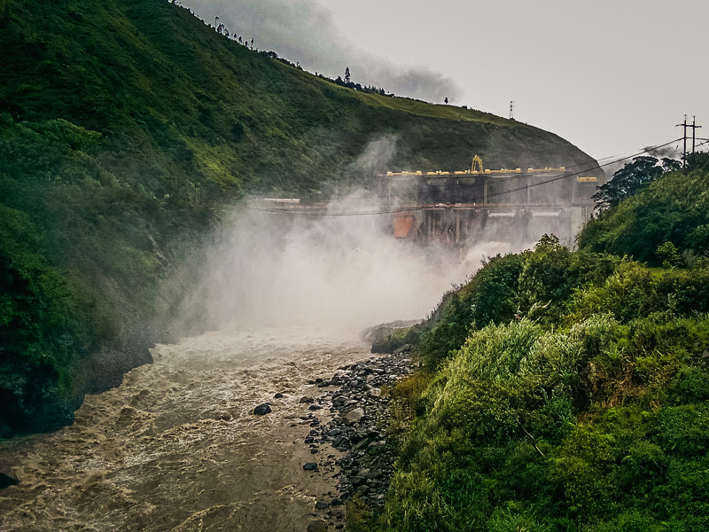 A hydro-electric plant on the highway