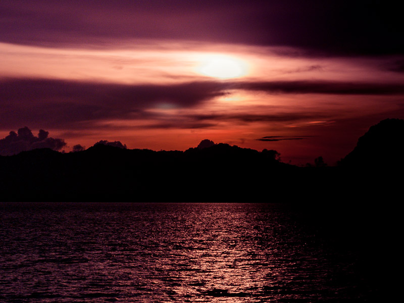 Catching the end of the sunset back on the boat