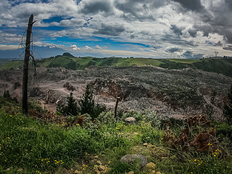 Stretch of the rocks being quarried from the prehistoric eruption