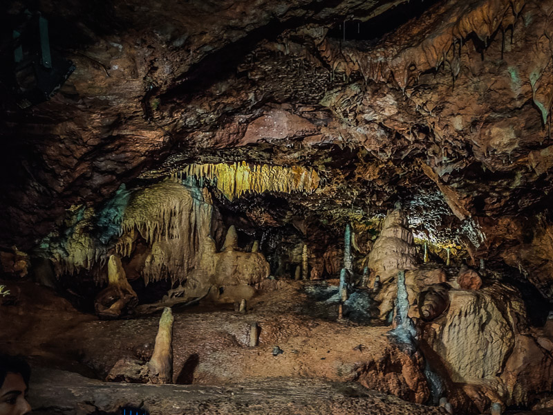 Chamber with stalactites and stalagmites