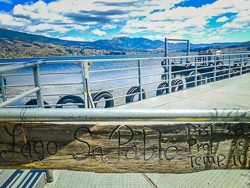 Inscription of lake's details on the pier