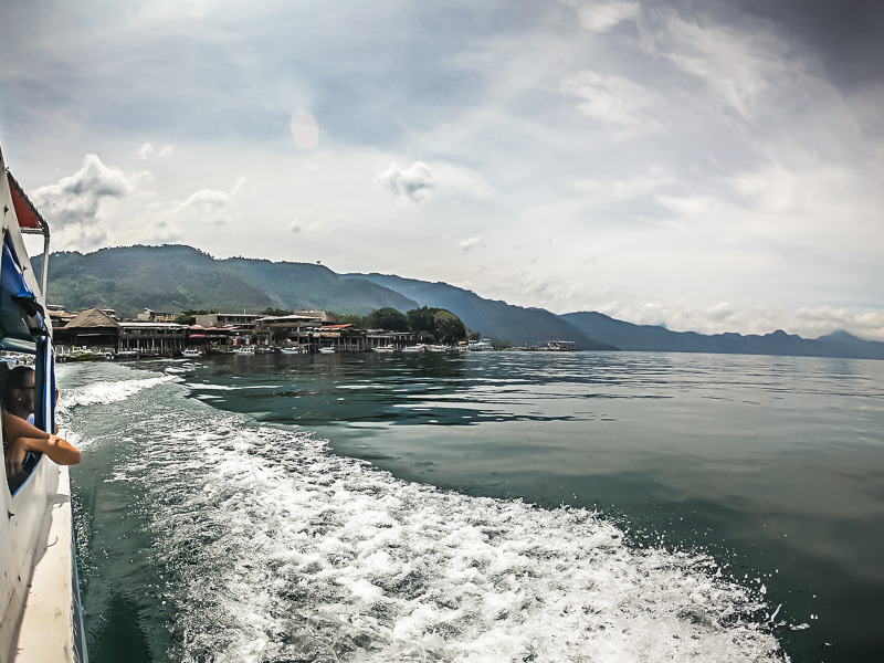 View as we leave the pier at Panajachel