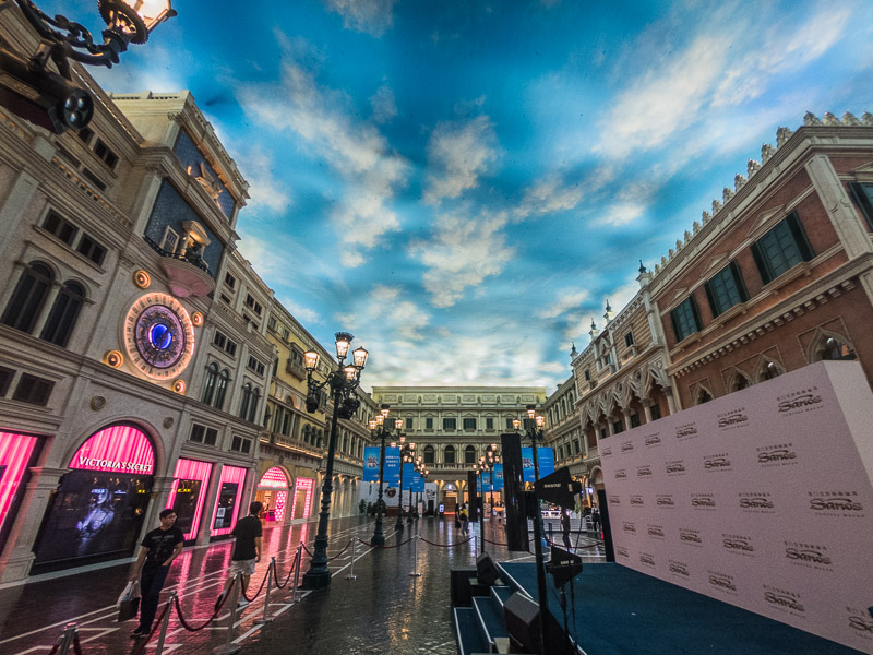 Indoor decor with painted sky ceiling at The Venetian