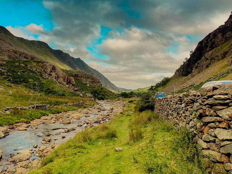 Stream and hilly landscape