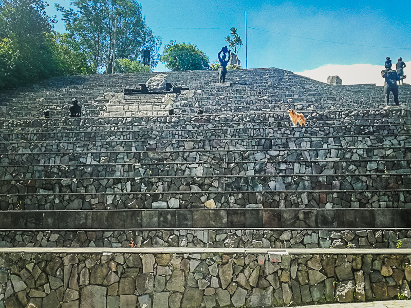 Artwork on the steps outside the museum