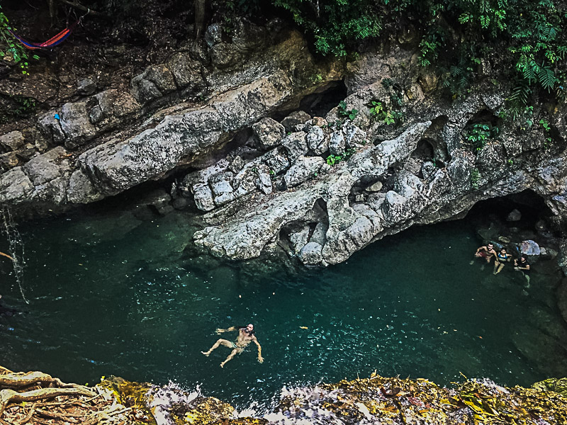 The river from the top of the waterfall