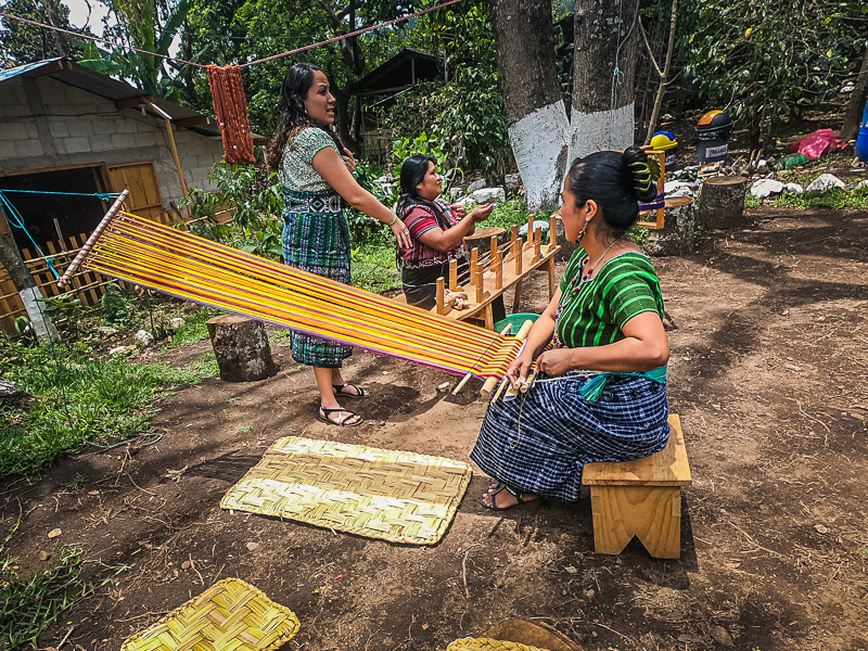 Demonstration of weaving some textiles