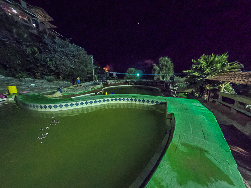 One of the pools at night