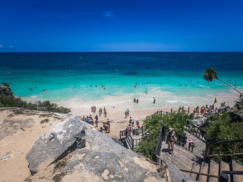 The exotic beach by the ruins