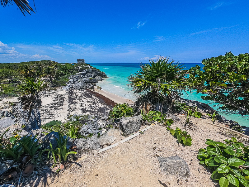 The exotic beach by the ruins