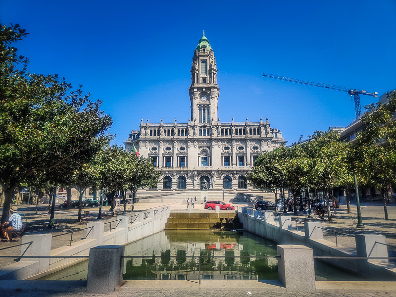 Walking through the main square at Câmara Municipal do Porto