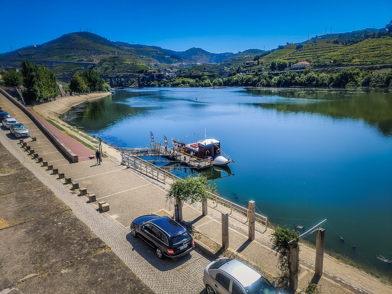 View of the river and vineyards from the riverbank