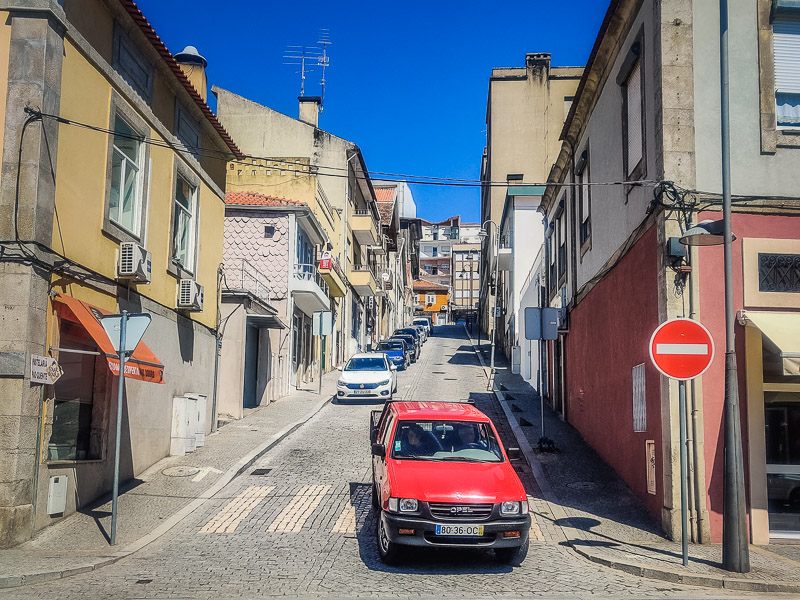 The narrow hilly roads in the town