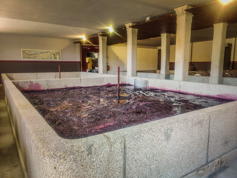 The large concrete deposits where the grape juice is extracted