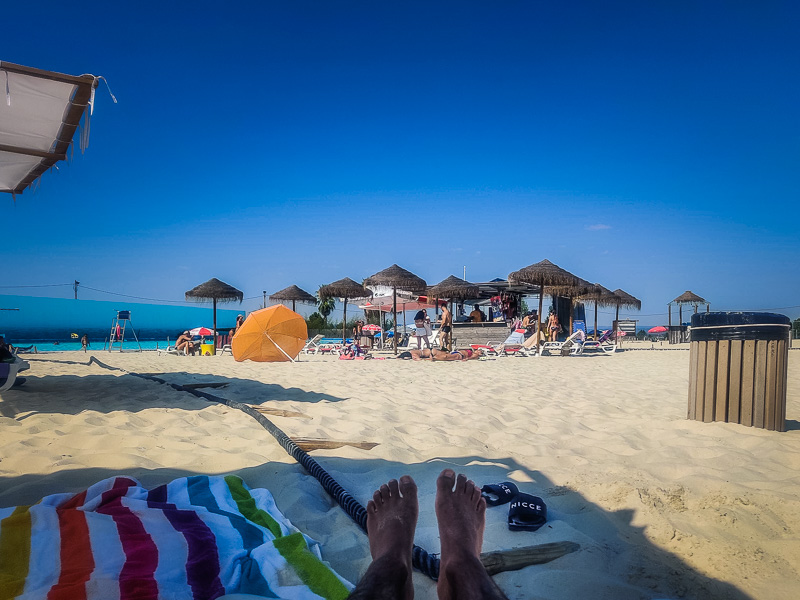 Sitting back on some beach chairs at the Live Beach