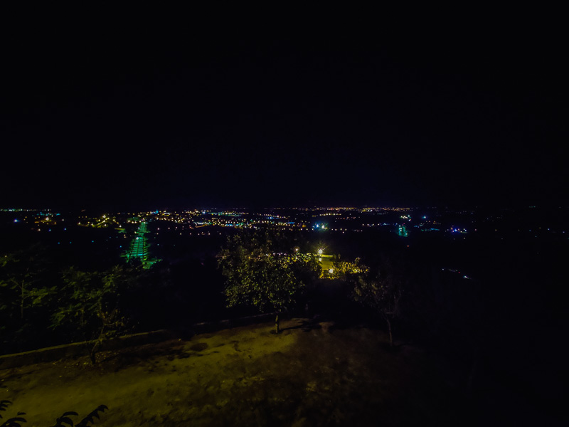 Night time view of the town from Chapel of Nossa Senhora do Castelo