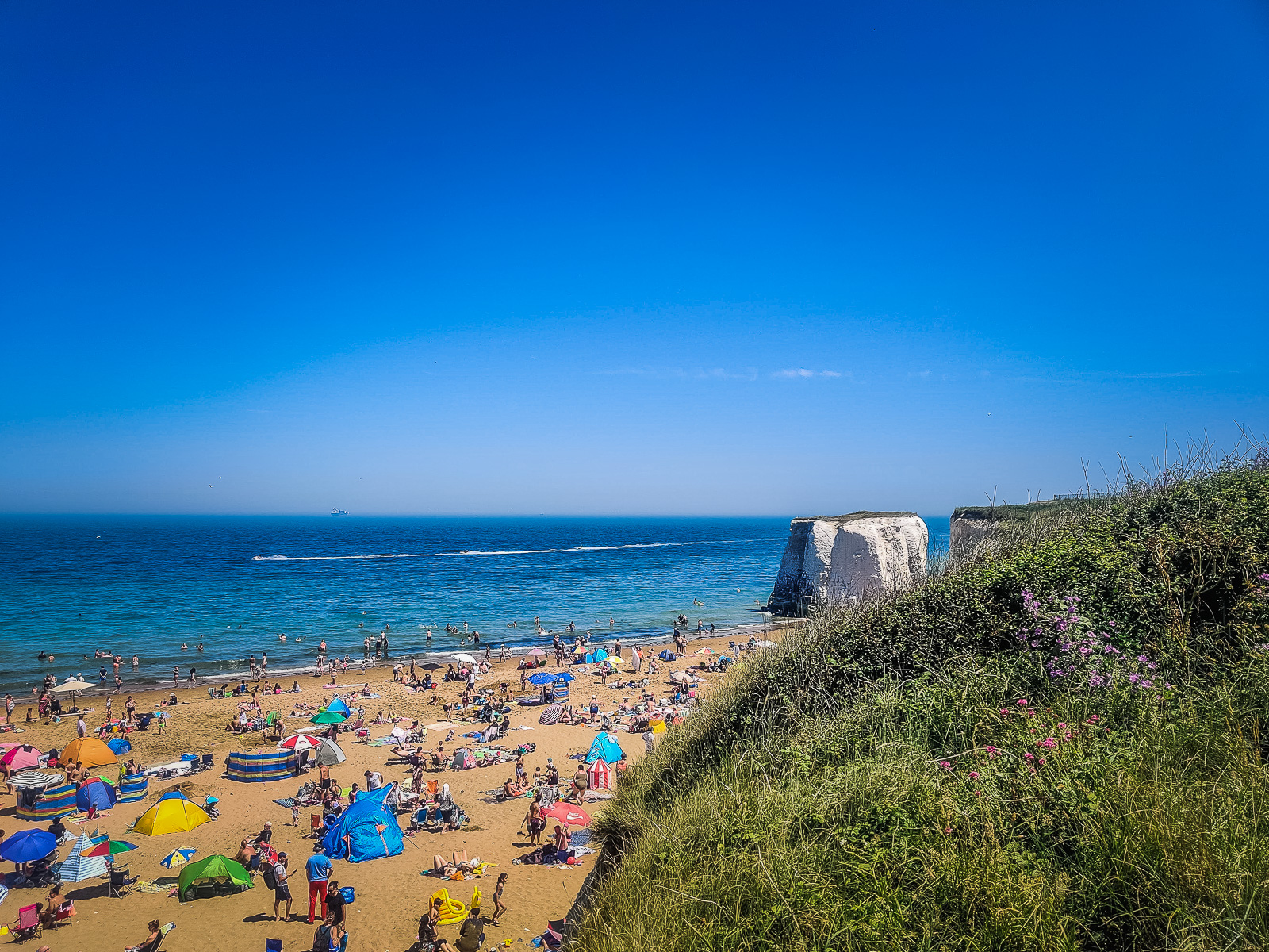 View of the beach from the cliff