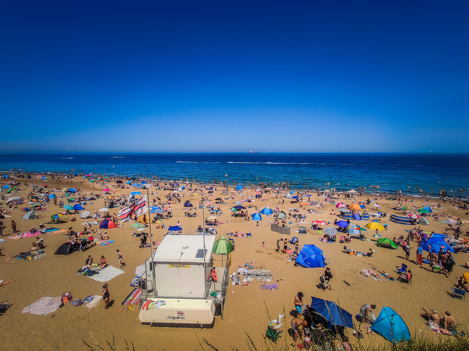 View of the beach from the cliff