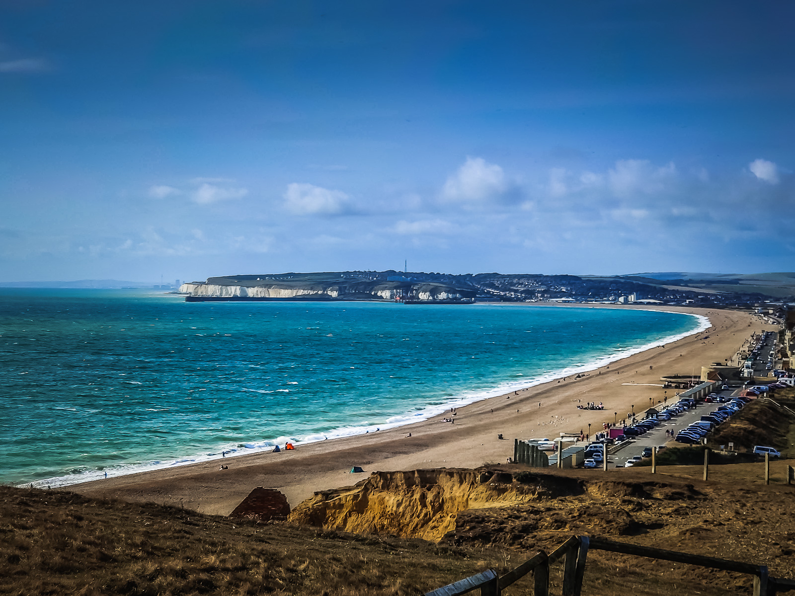 A view of the seaside from the cliff