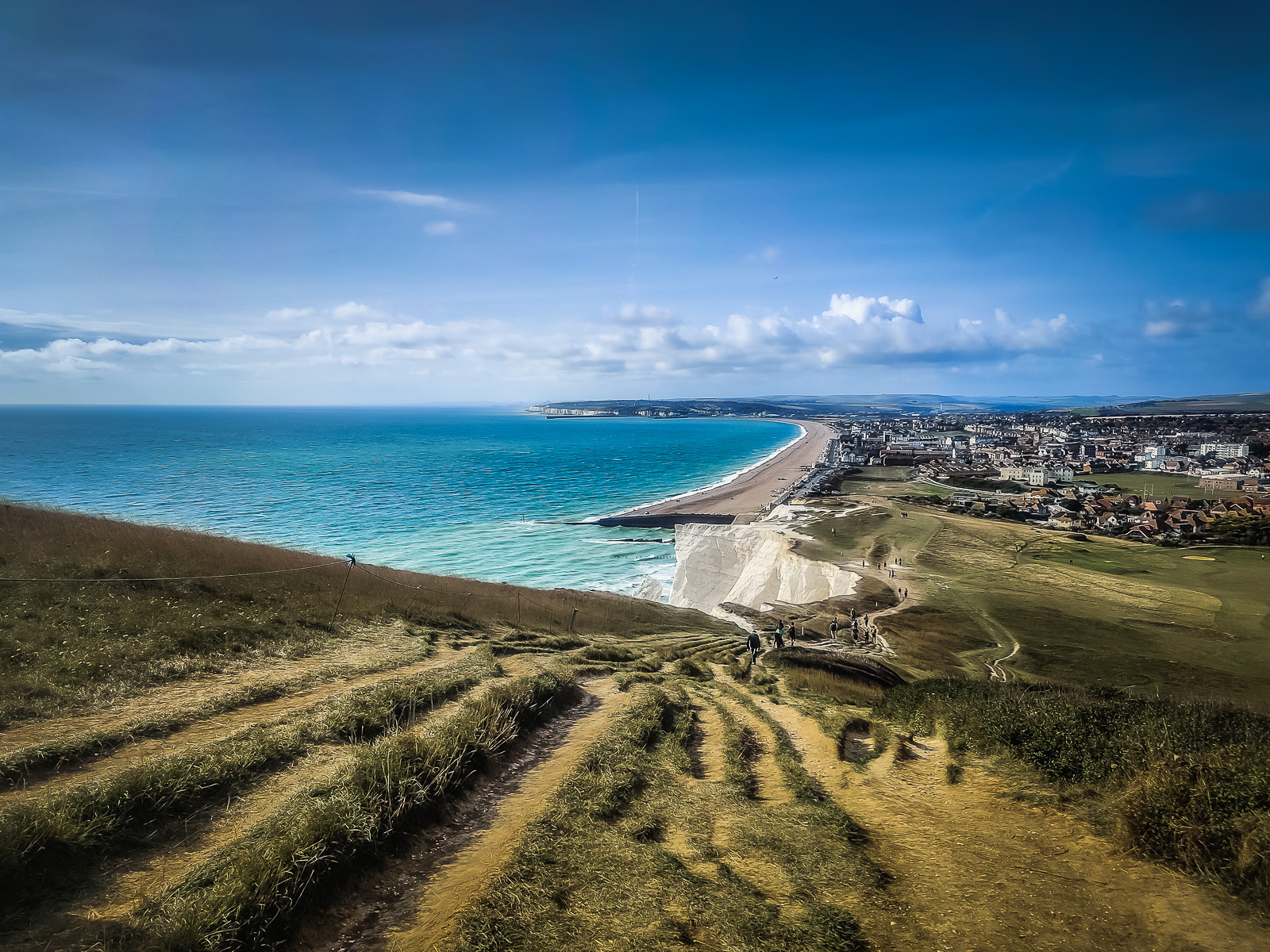 A view of the seaside from the cliff