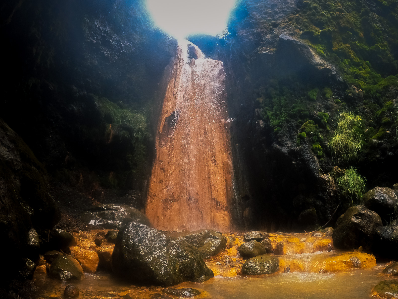 View of the waterfall from the stream