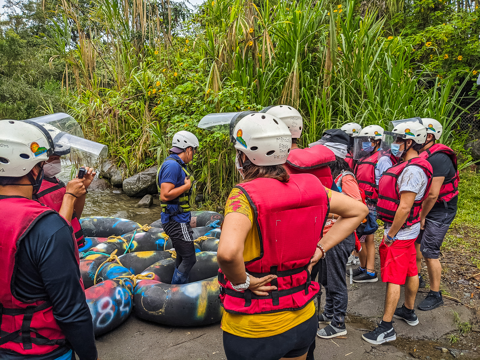 Getting the safety briefing from the guide