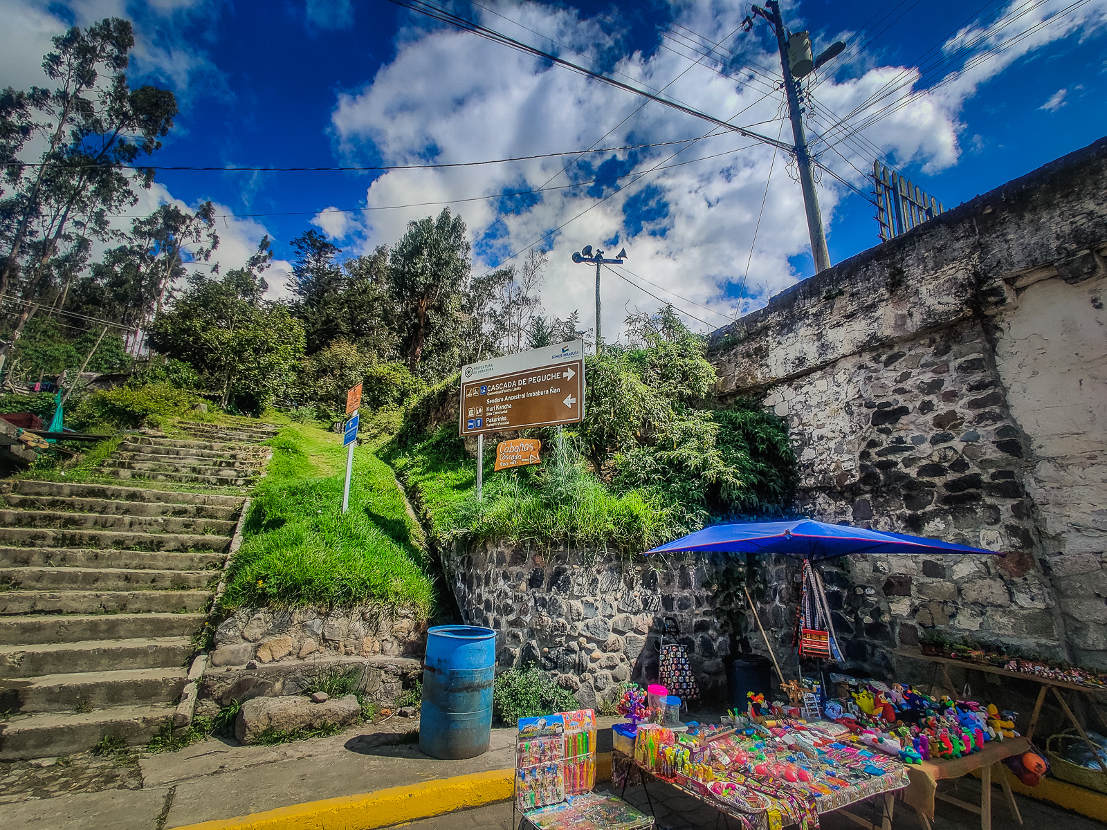 A stall by the entrance wall