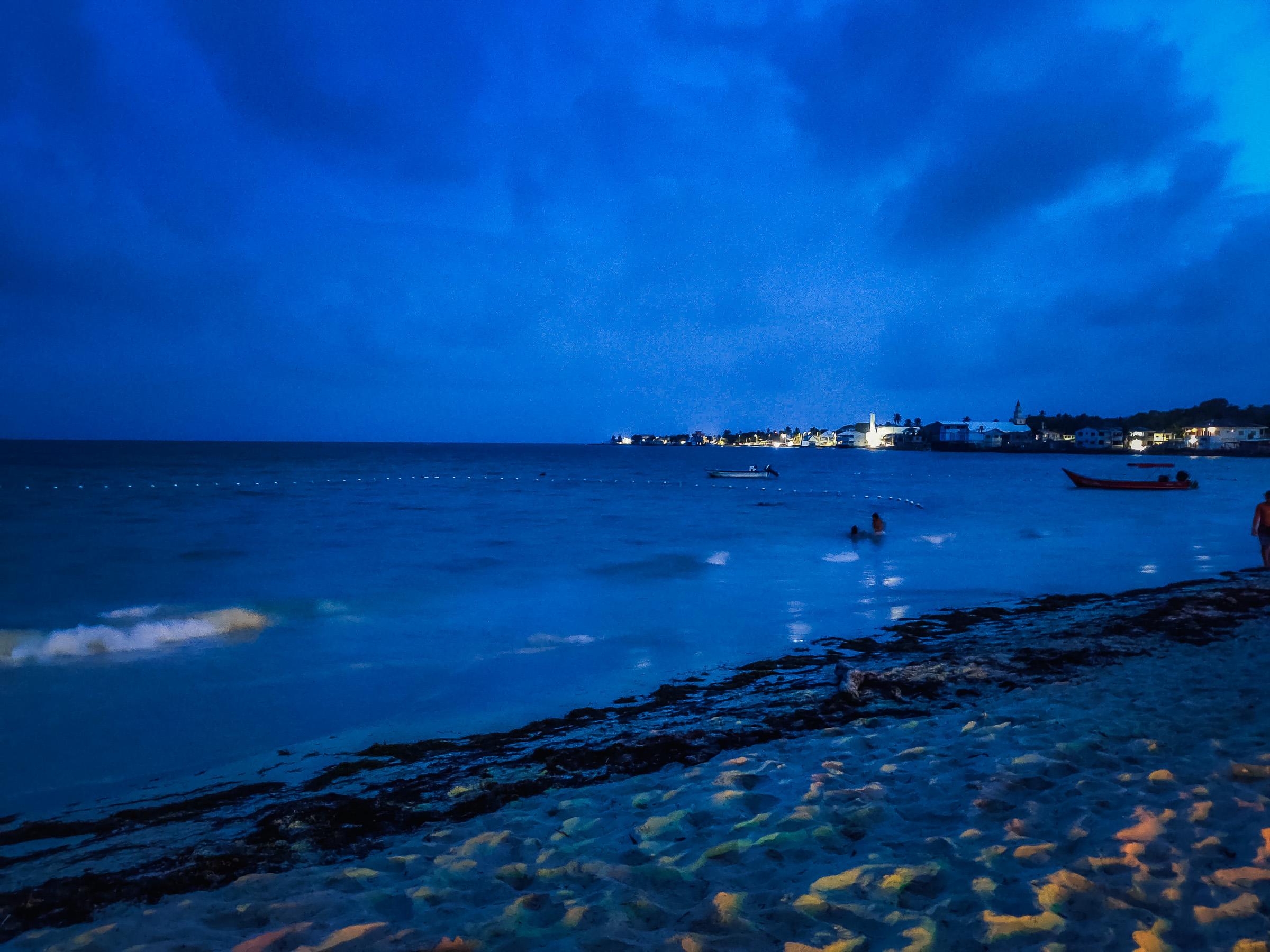 View of the beach at night