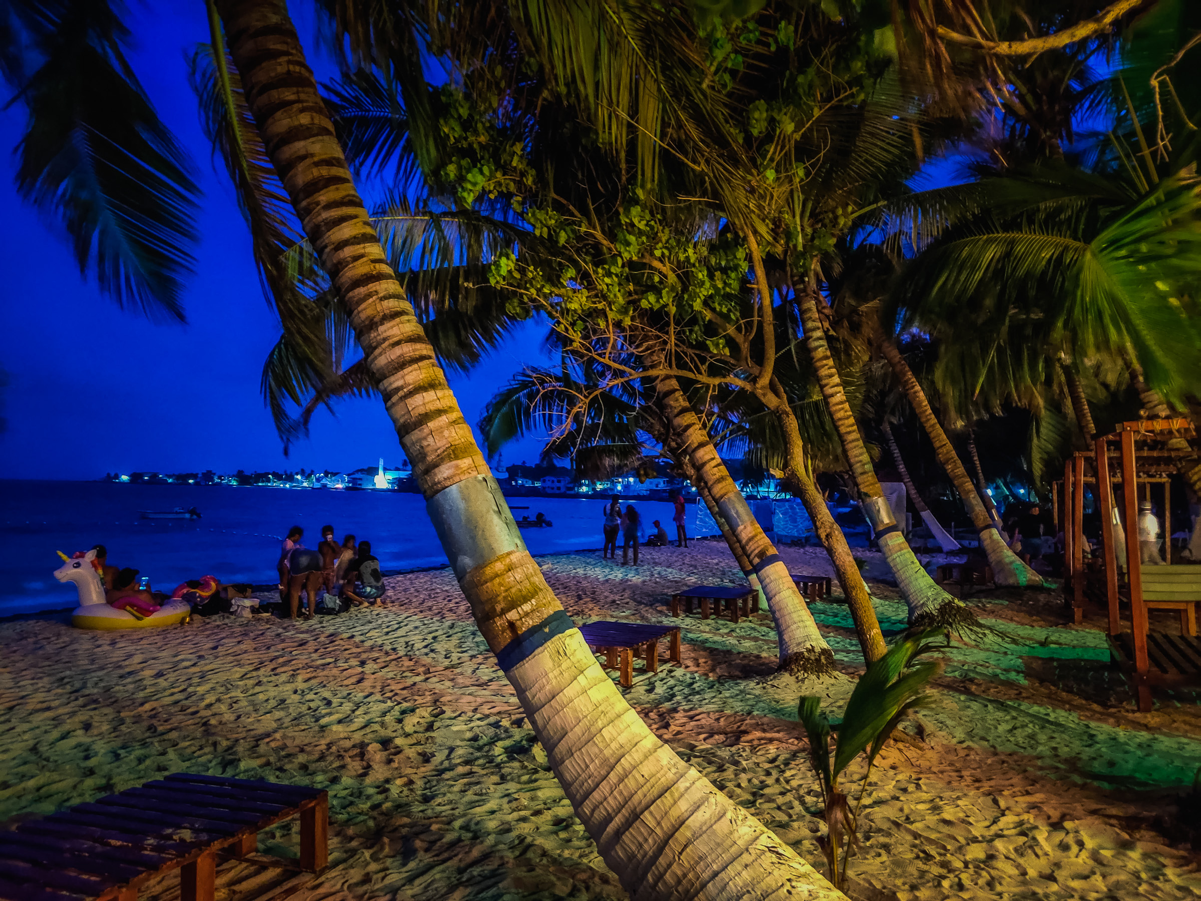 View of the beach at night