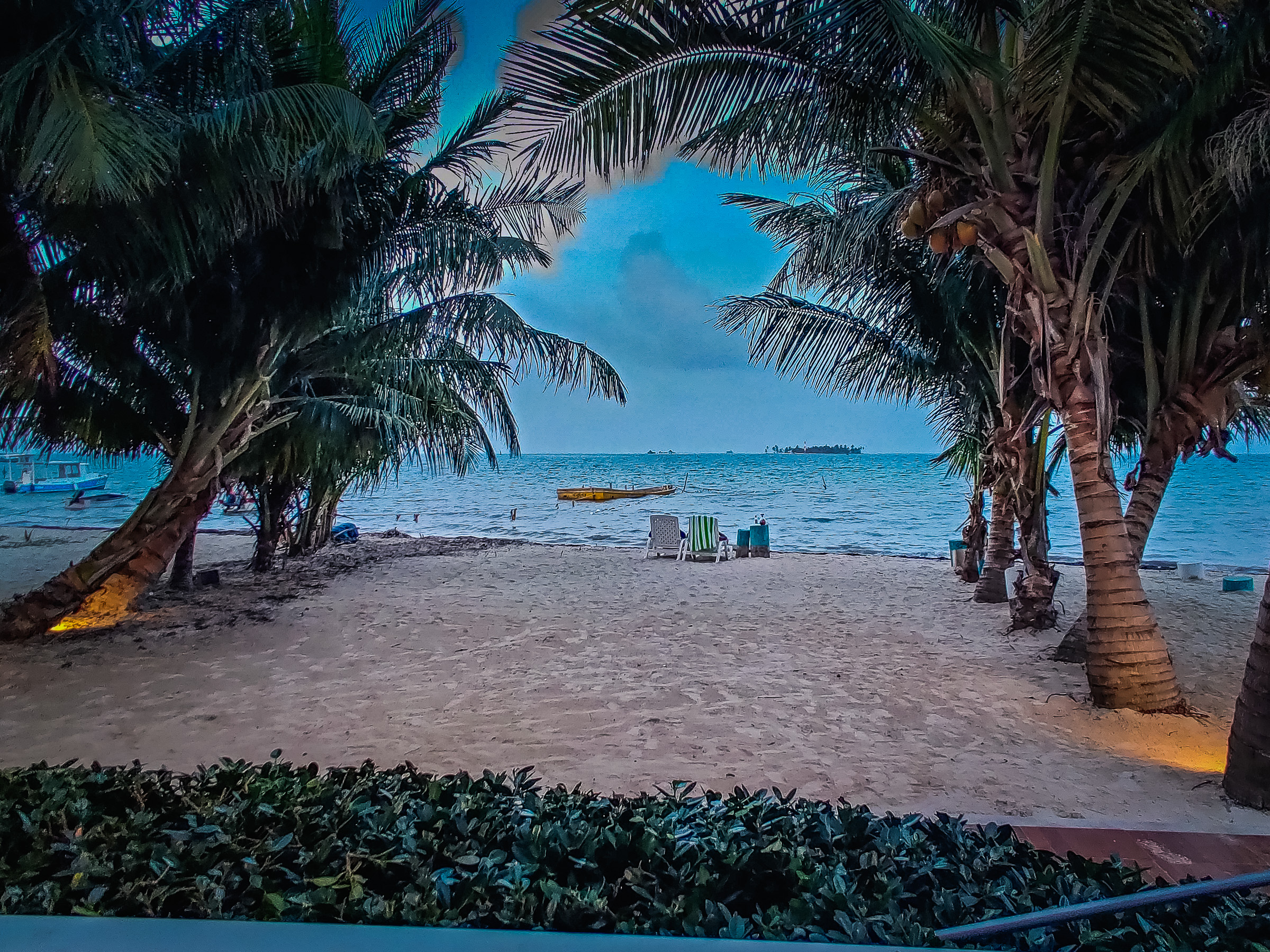 The hotel's private beach