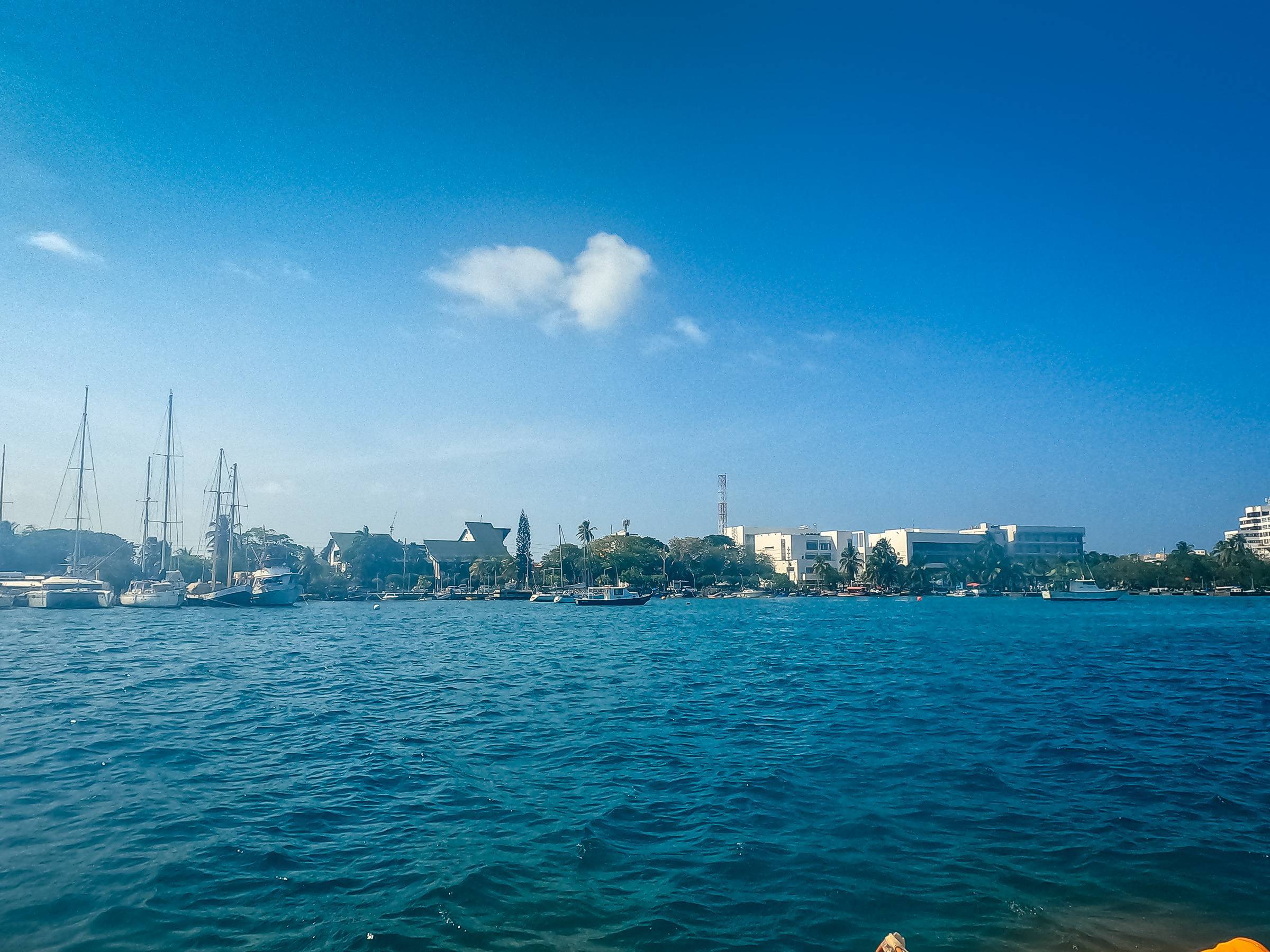 View from the boat near the pier