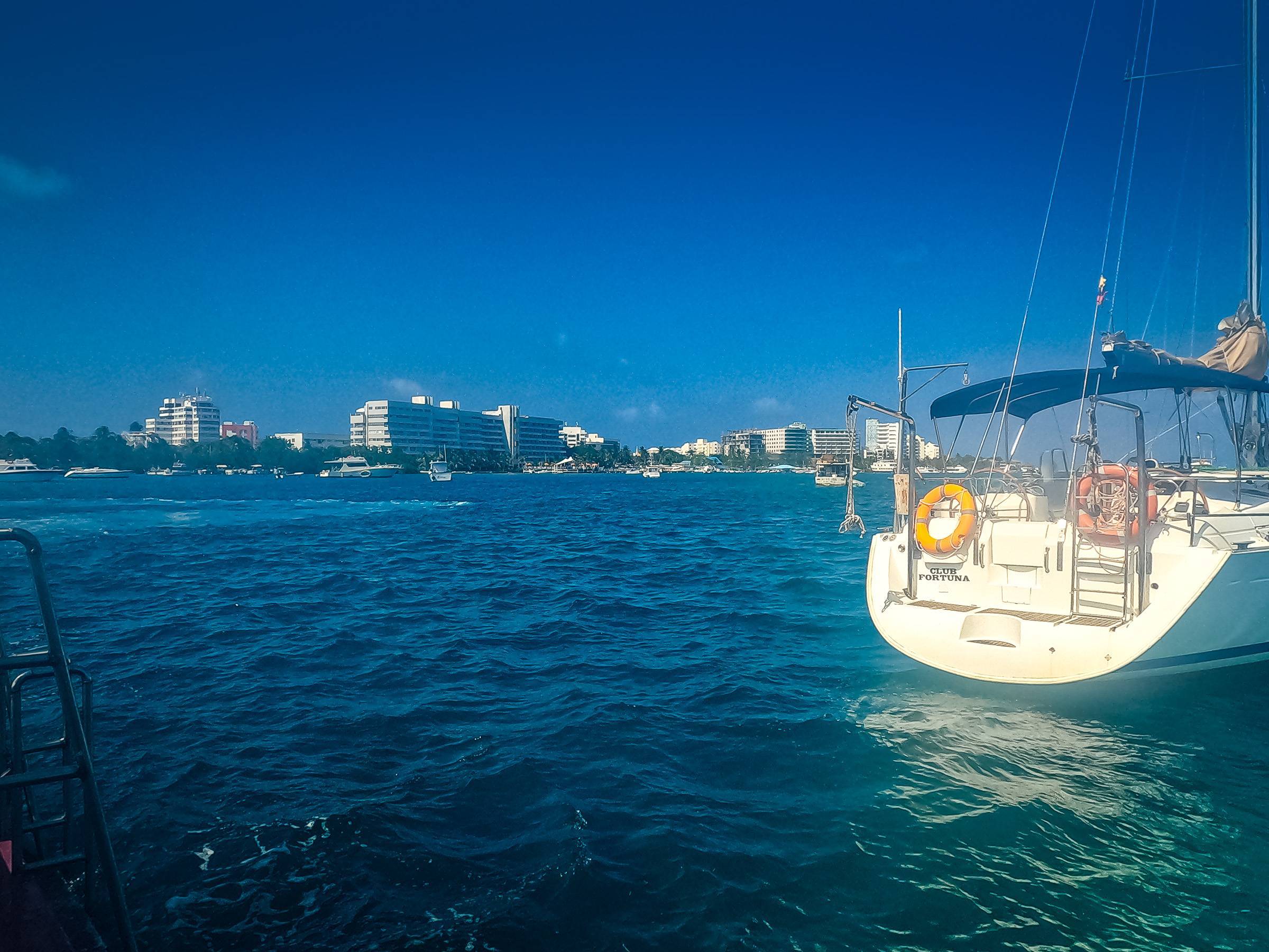 View from the boat near the pier